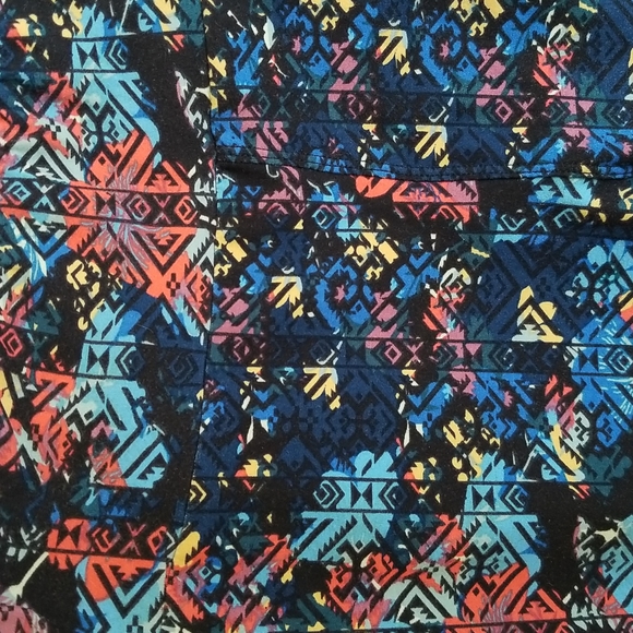 LuLaRoe Black with Colorful Geometric Tribal Print Leggings One Size - Picture 2 of 6